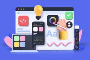 Modern 3d illustration of Ui Design concept